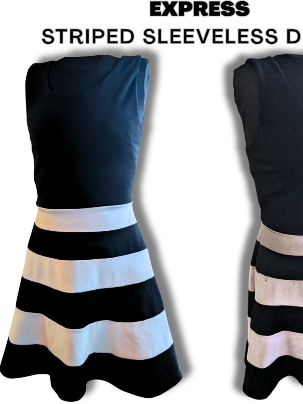 Express Black & White Striped Sleeveless Dress - Casual A-Line Fit Size XS